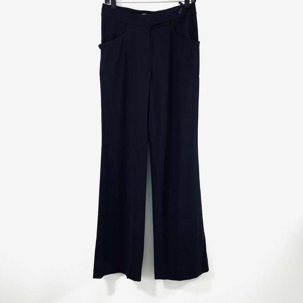 Christian Dior Pants Women's 4 Black Straight Leg Trouser Wool /Silk Lining